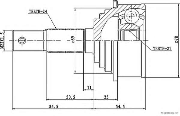 Шарнирный комплект, приводной вал