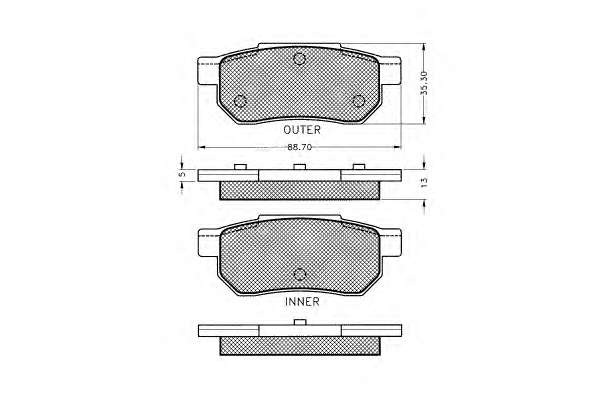 Комплект тормозных колодок, дисковый тормоз