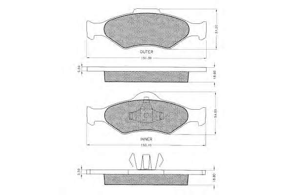 Комплект тормозных колодок, дисковый тормоз