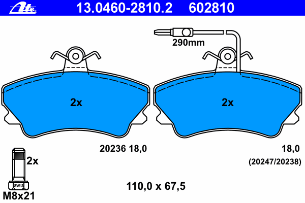 Комплект тормозных колодок, дисковый тормоз
