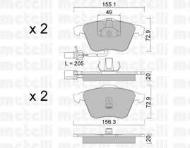Колодки гальмівні (передні) Audi A6 97-05 (+датчики)