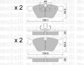 Колодки гальмівні (передні) BMW 3 (E90/E91/E92) 07-13/5 (E60/E61) 03-10/X1 (E84) 09-15