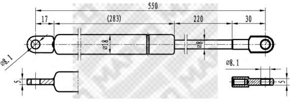 Газовая пружина, крышка багажник