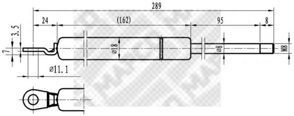 Газовая пружина, заднее стекло