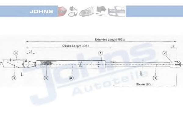 Газовая пружина, крышка багажник