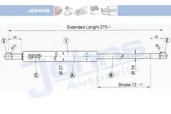 Газовая пружина, крышка багажник