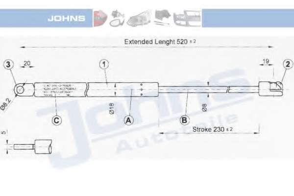 Газовая пружина, крышка багажник
