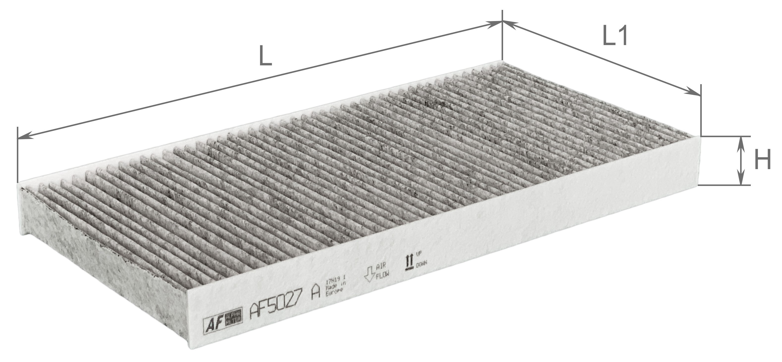 Елемент фільтруючий повітряний салону з активованим вугіллям, модель AF5027a, ТМ 