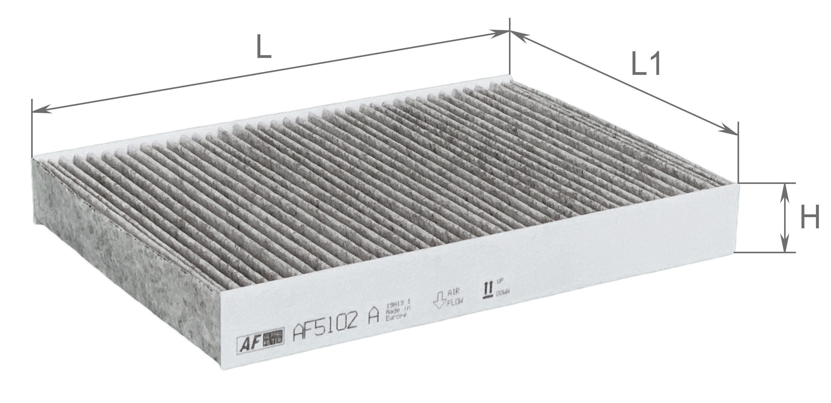 Елемент фільтруючий повітряний салону з активованим вугіллям, модель AF5102a, ТМ
