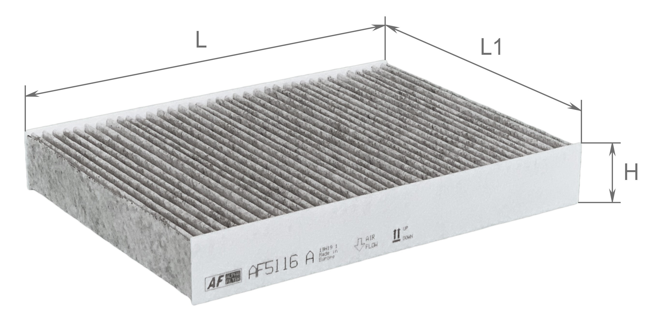 Елемент фільтруючий повітряний салону з активованим вугіллям, модель AF5116a, ТМ 